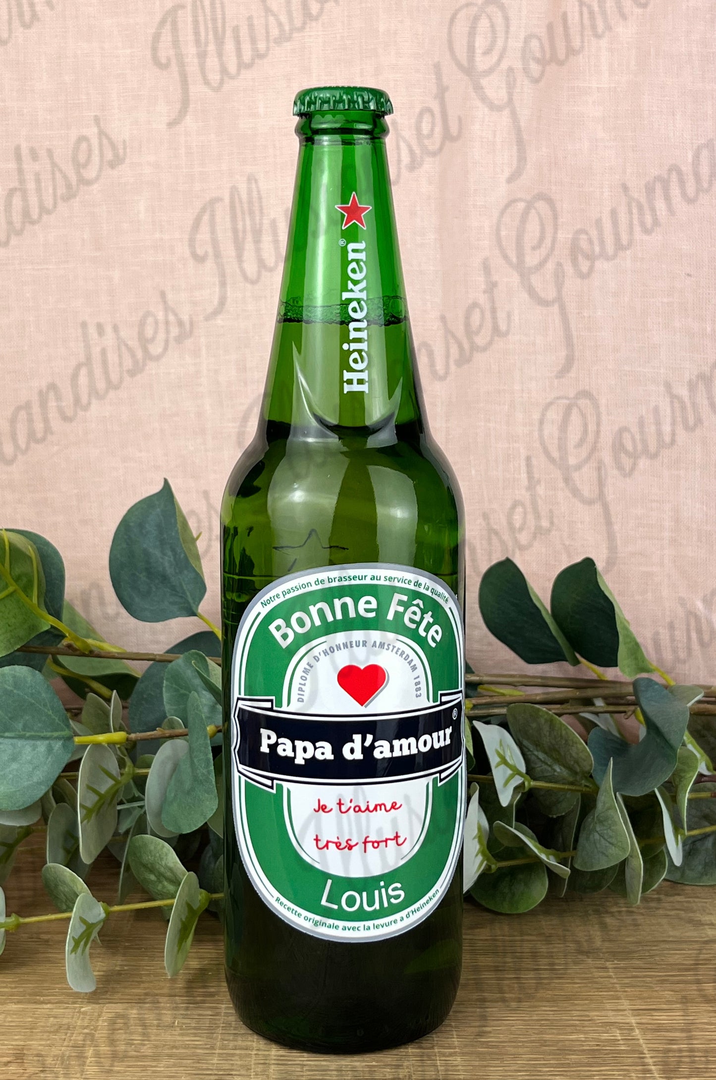 ETIQUETTE POUR BIERE HEINEKEN FETE DES PAPAS OU DES BEAUX PAPAS