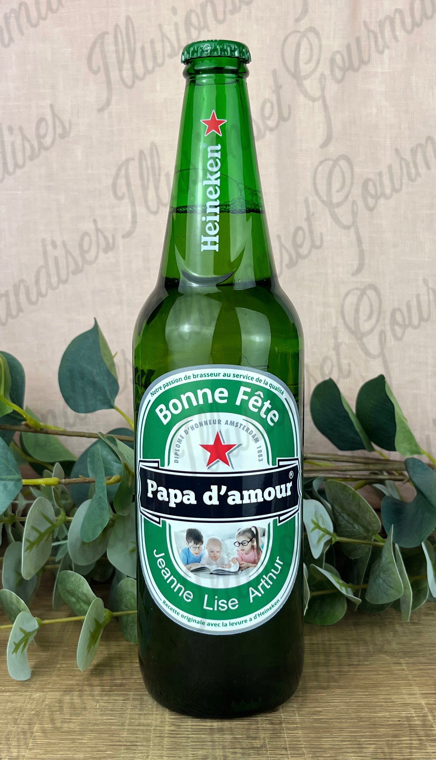 ETIQUETTE POUR BIERE HEINEKEN FETE DES PAPAS OU DES BEAUX PAPAS