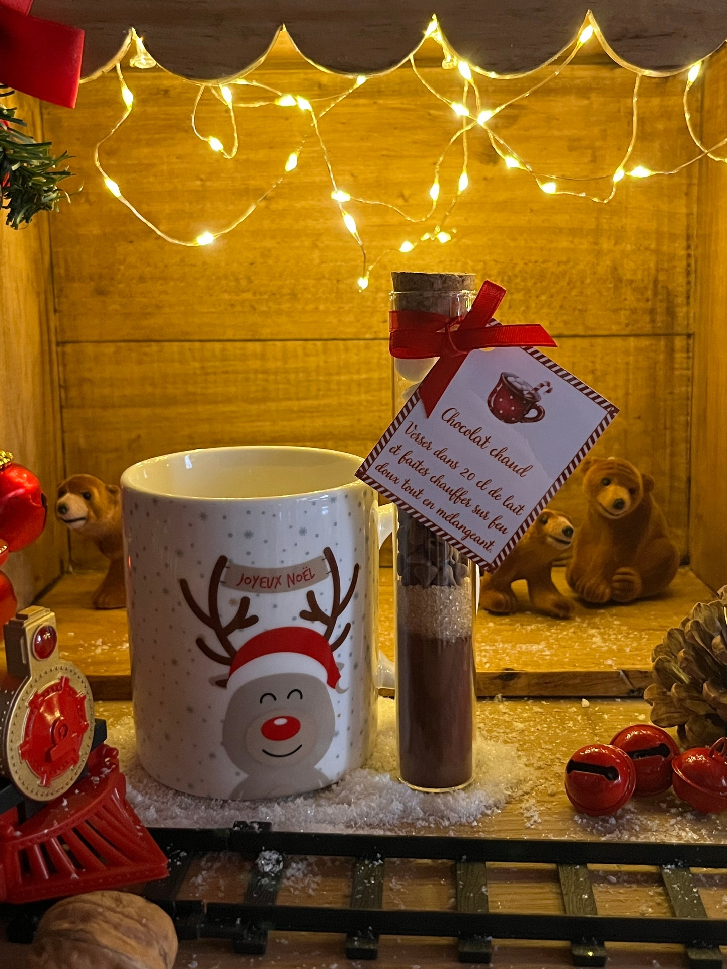 MUG AVEC FIOLE POUR PRÉPARATION DE CHOCOLAT CHAUD (Rudolphe)