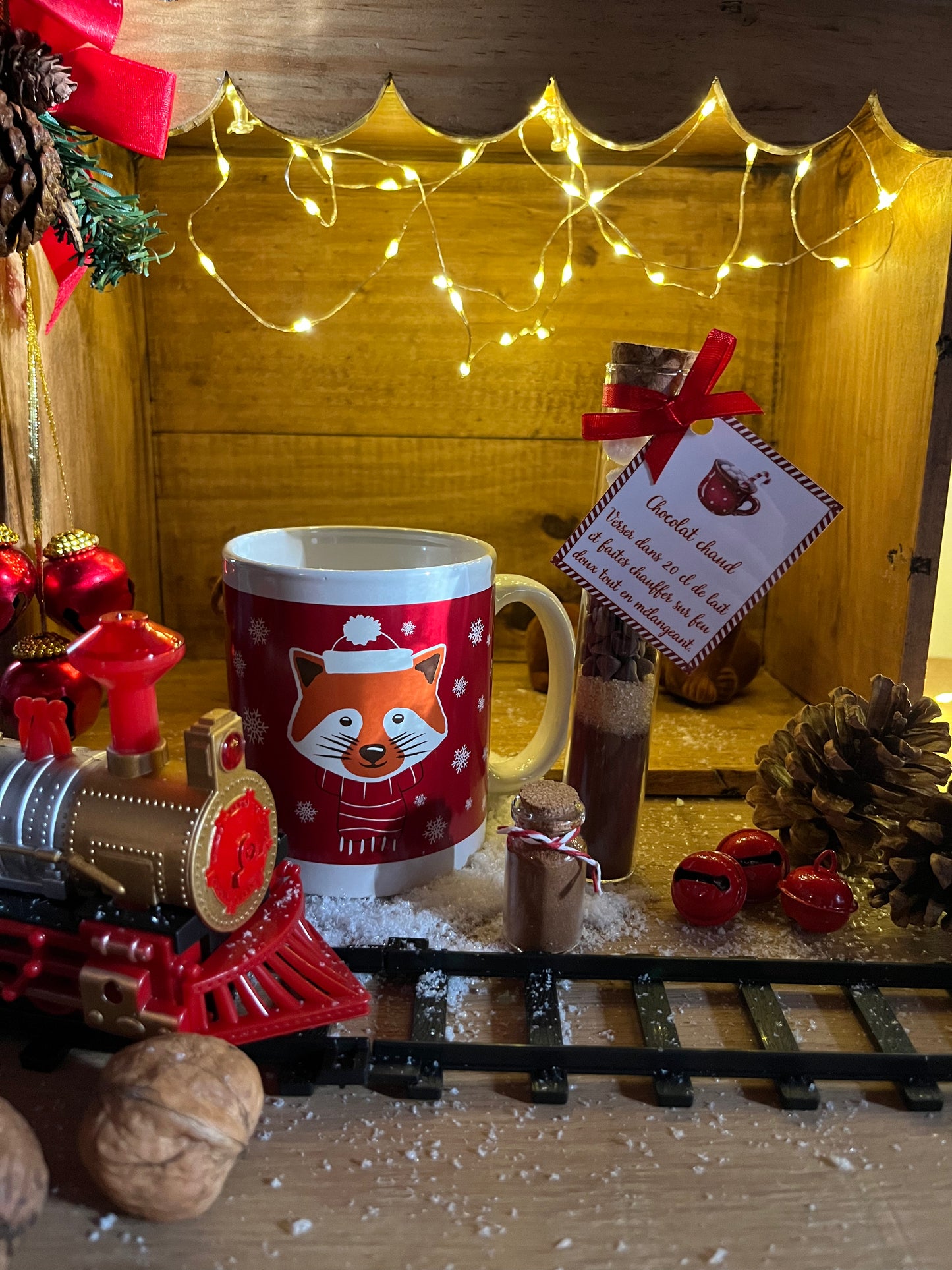MUG  (RENARDEAU) AVEC FIOLE POUR PREPARATION DE CHOCOLAT CHAUD