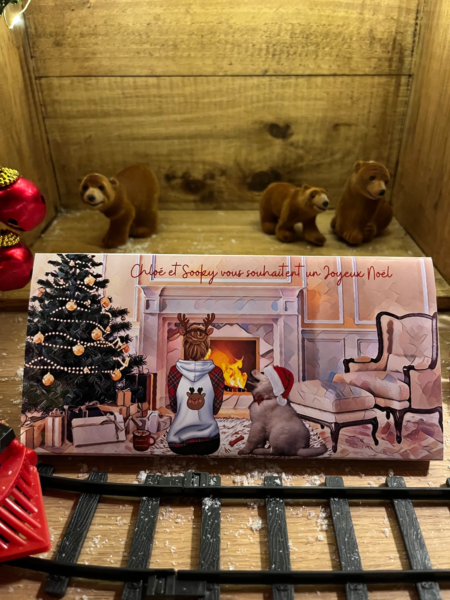 TABLETTE DE CHOCOLAT COTE D'OR PERSONNALISEE JOYEUX NOEL STYLE CARTE DE VOEUX