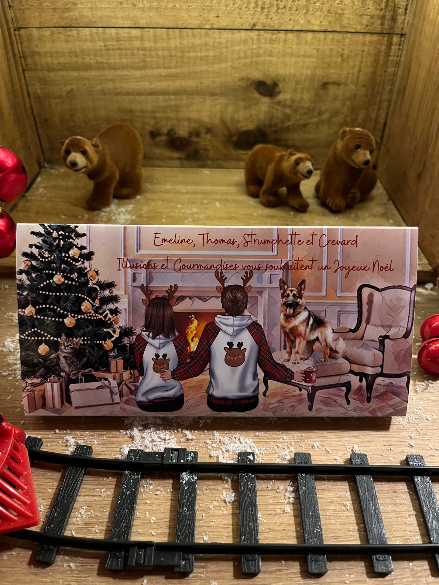 TABLETTE DE CHOCOLAT COTE D'OR PERSONNALISEE JOYEUX NOEL STYLE CARTE DE VOEUX