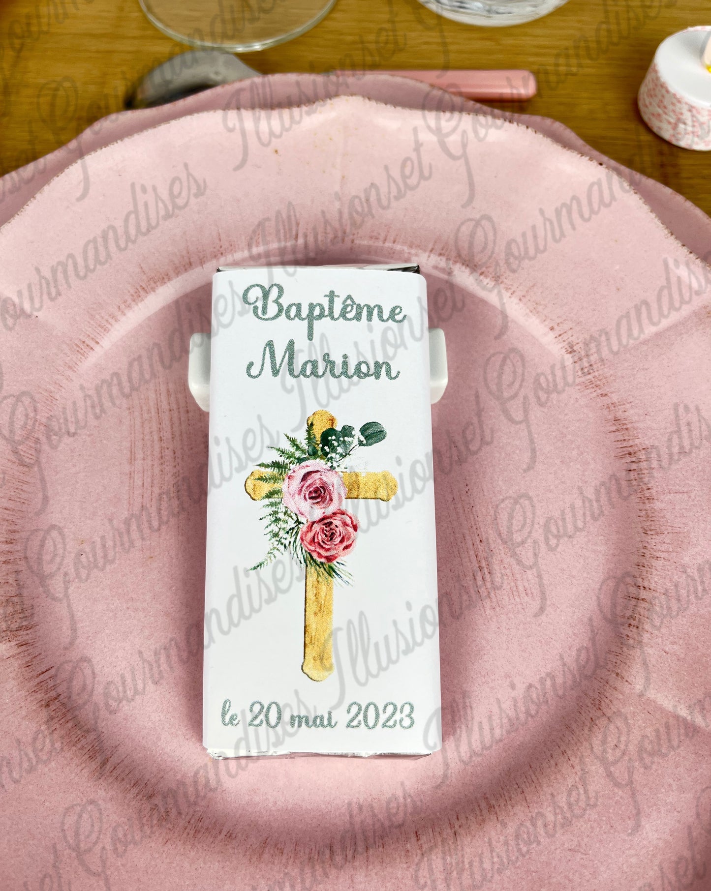PETITE TABLETTE DE CHOCOLAT PERSONNALISABLE BAPTEME OU COMMUNION