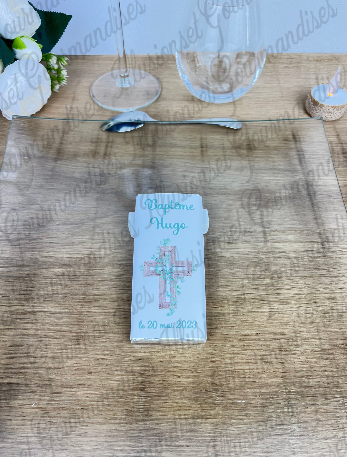 PETITE TABLETTE DE CHOCOLAT PERSONNALISABLE BAPTEME OU COMMUNION