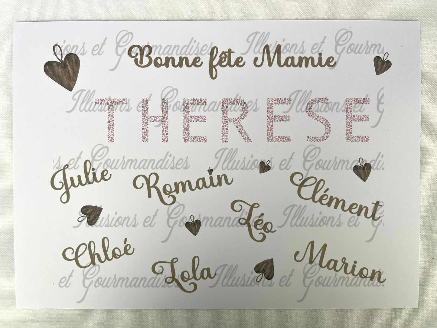 AFFICHE BONNE FÊTE MAMIE + PRENOMS DES PETITS ENFANTS