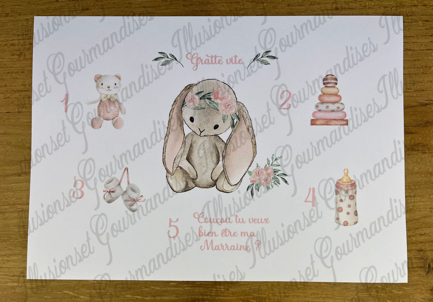 ANNONCE VEUX TU ETRE MA MARRAINE (lapin, rose)