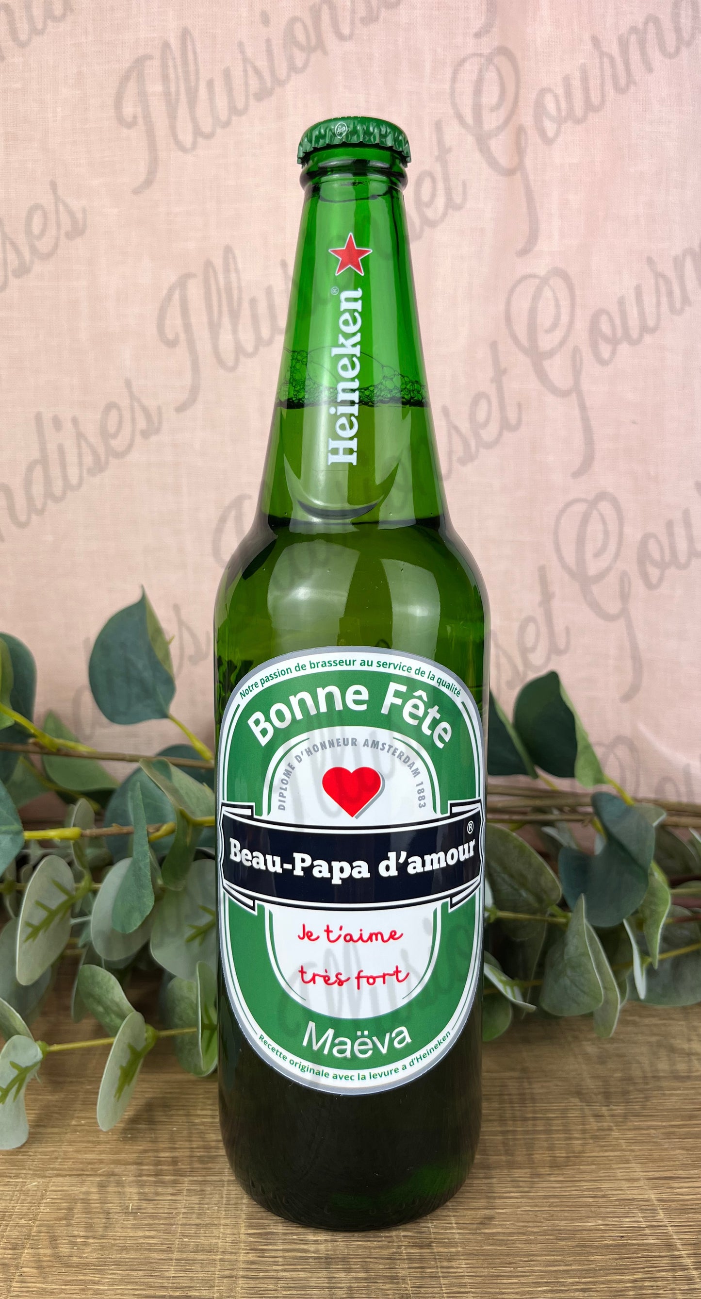 ETIQUETTE POUR BIERE HEINEKEN FETE DES PAPAS OU DES BEAUX PAPAS