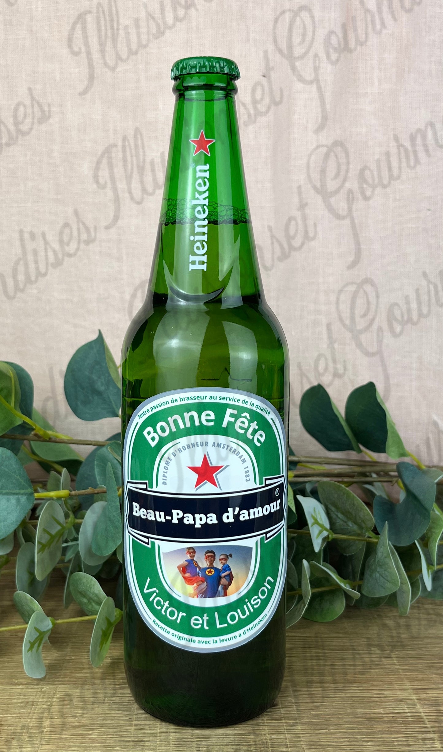 ETIQUETTE POUR BIERE HEINEKEN FETE DES PAPAS OU DES BEAUX PAPAS