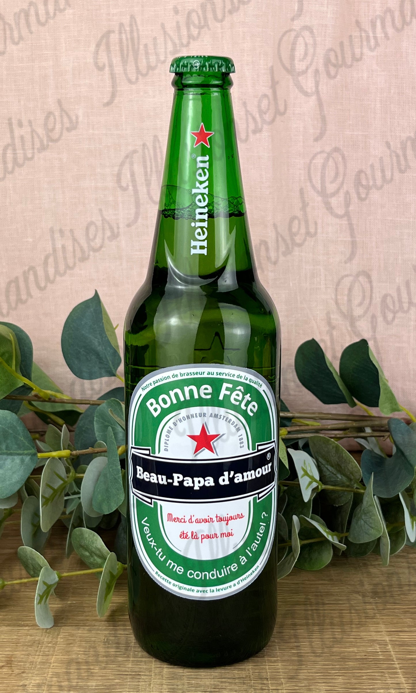 ETIQUETTE POUR BIERE HEINEKEN FETE DES PAPAS OU DES BEAUX PAPAS