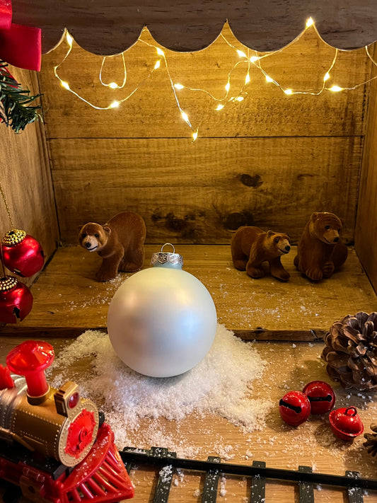 BOULE DE NOËL EN VERRE PERSONNALISÉE 8 cm (Blanche) Mate ou Brillante