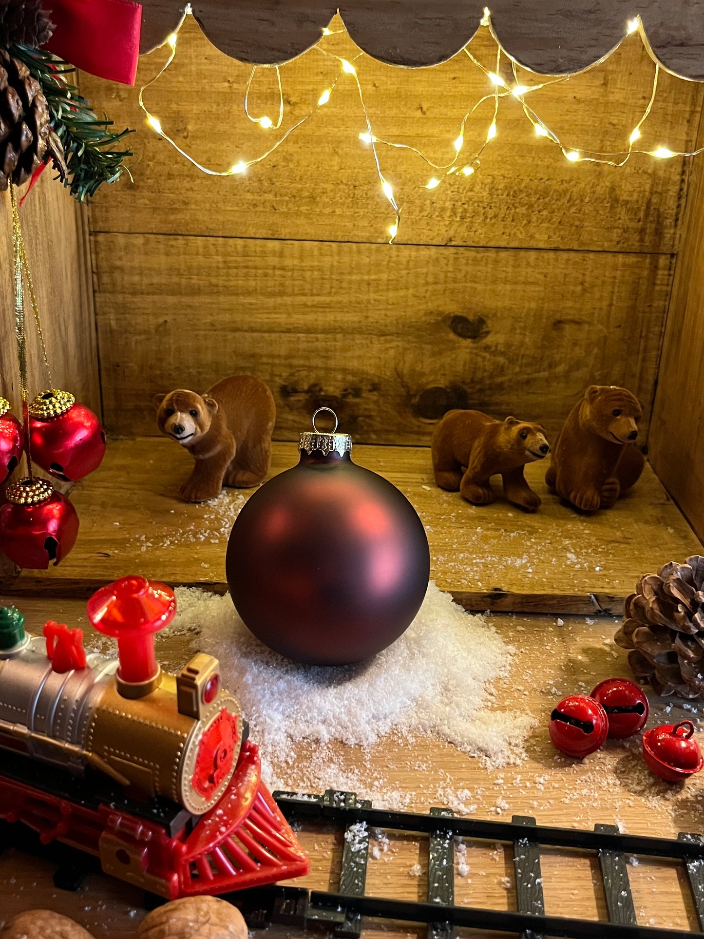 BOULE DE NOEL EN VERRE PERSONNALISEE 8 CM (marronée) mate ou brillante