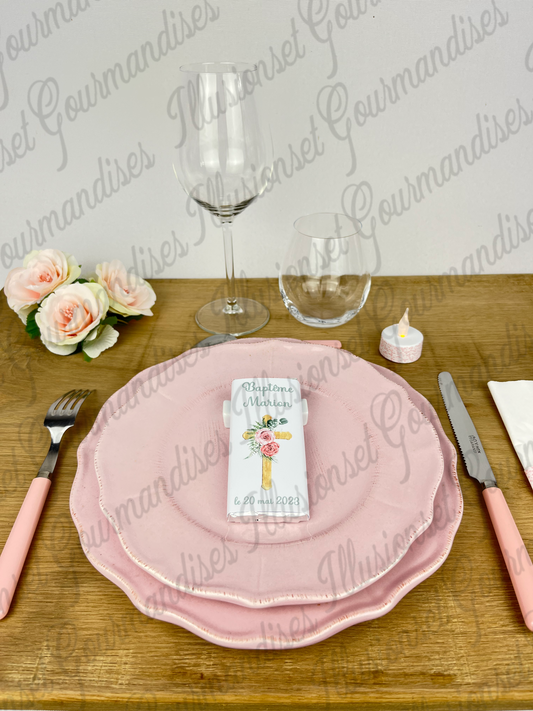 PETITE TABLETTE DE CHOCOLAT PERSONNALISABLE BAPTEME OU COMMUNION