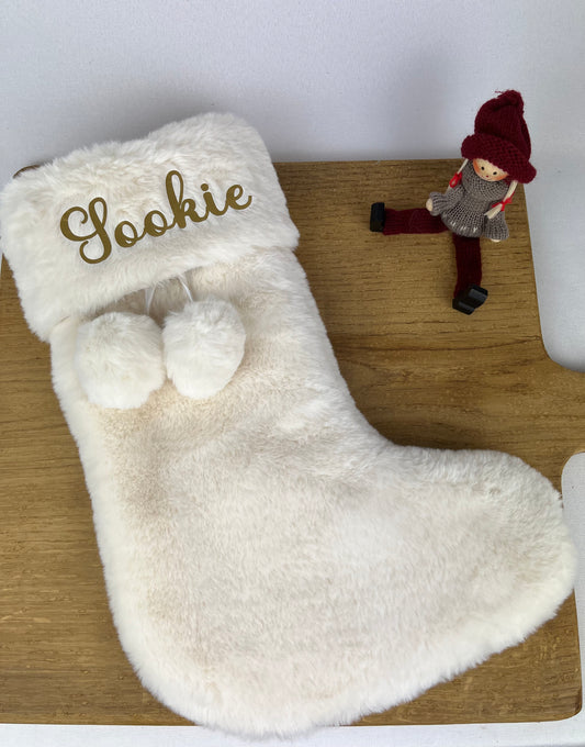 CHAUSSETTE DE NOËL PERSONNALISÉE (FAUSSE FOURRURE)